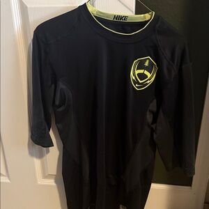 Nike Kids Black and Neon Yellow Long Sleeve Tee